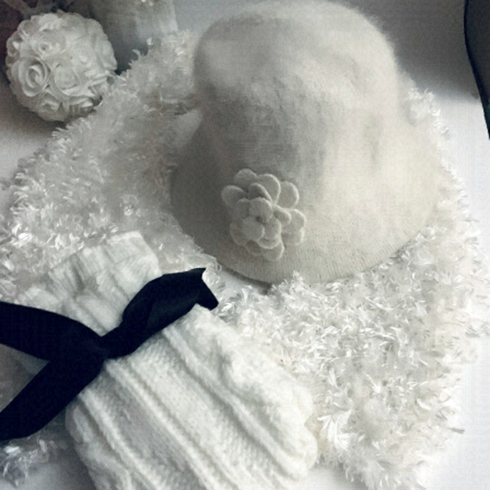 DKNY Knit Socks ,Angora Hat & Super soft Scarf